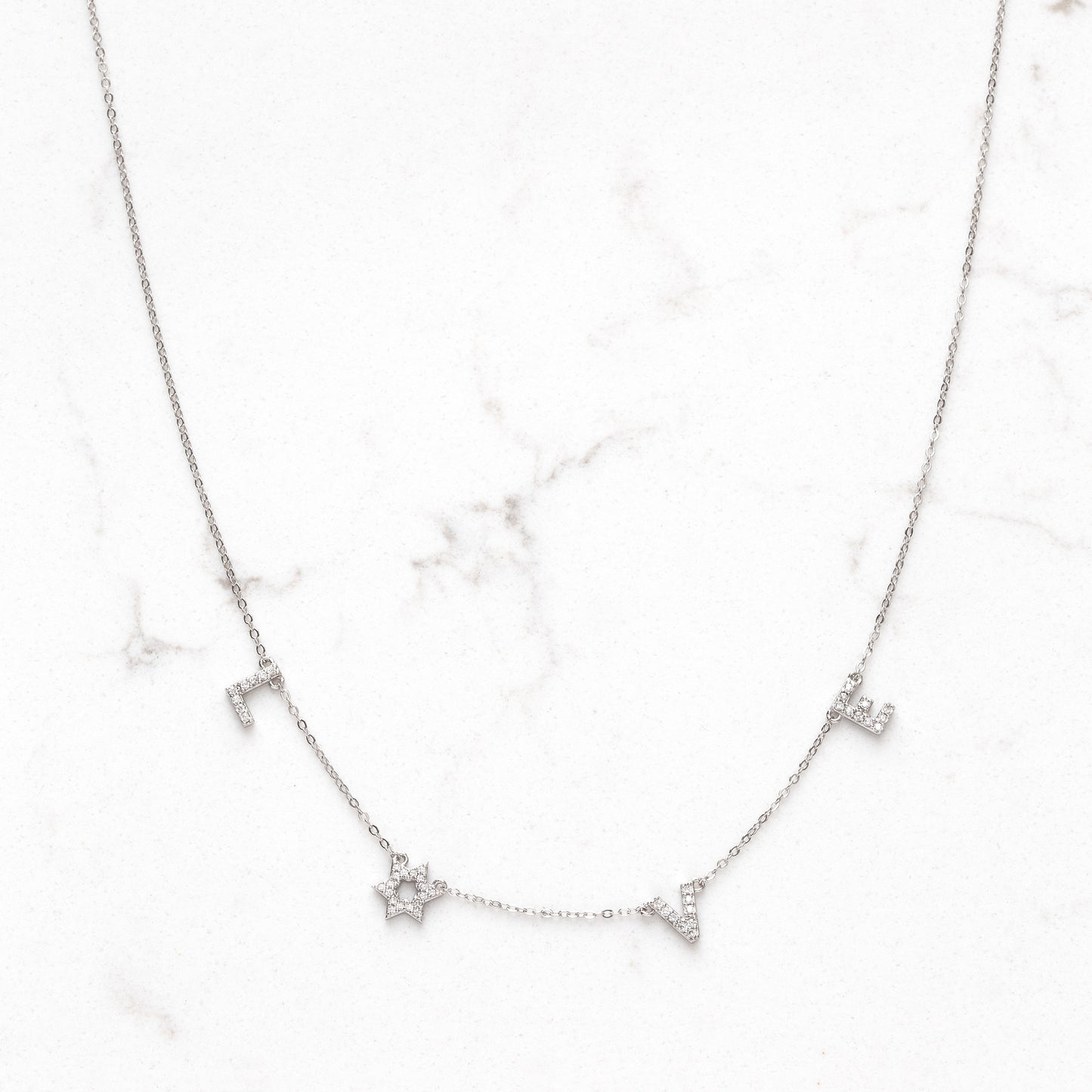 CZ Sterling Silver Star of David Love Necklace