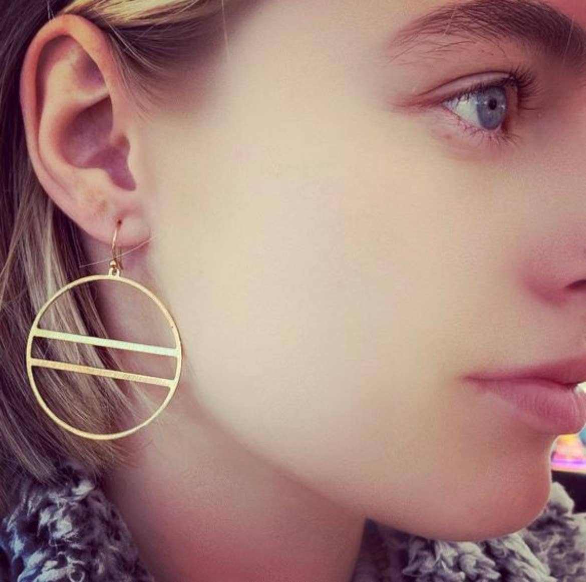 Parallel Lines Circle Earrings