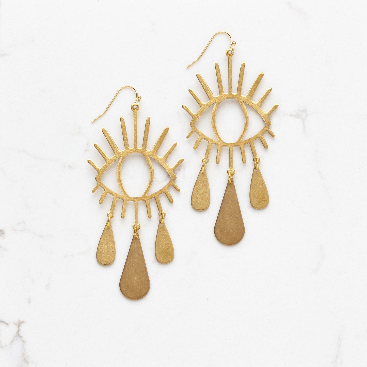 Extra Large Brass Tear Drop Eye Earrings