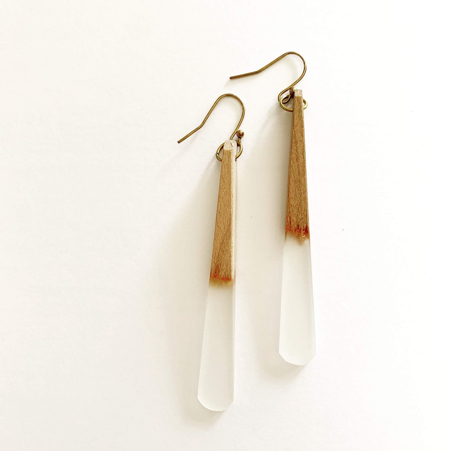 Wood and Epoxy Dangle Earrings