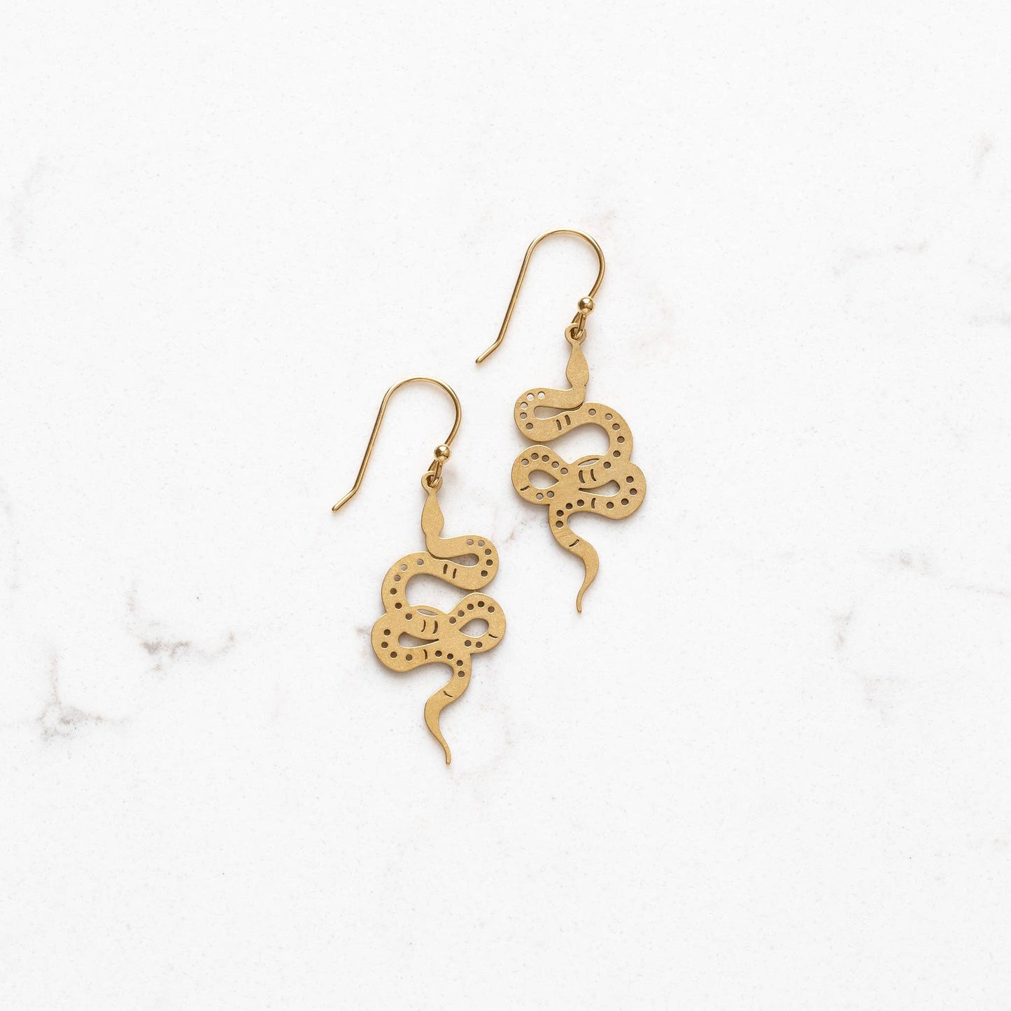 Brass Laser Cut Snake Dangle Earrings