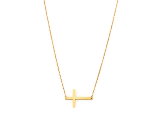 Sideways Cross Sterling Necklace
