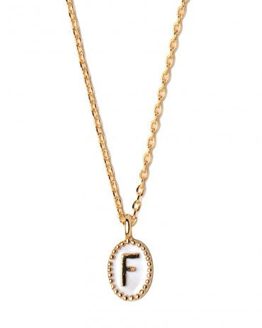 Tiny White Initial Necklace