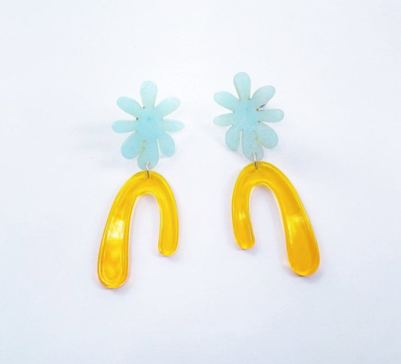 Retro Flower Child Acetate Earrings