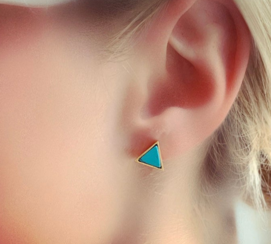 Turquoise Triangle Stud Earrings