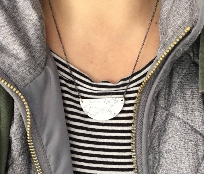 Marbled Half Moon Necklace