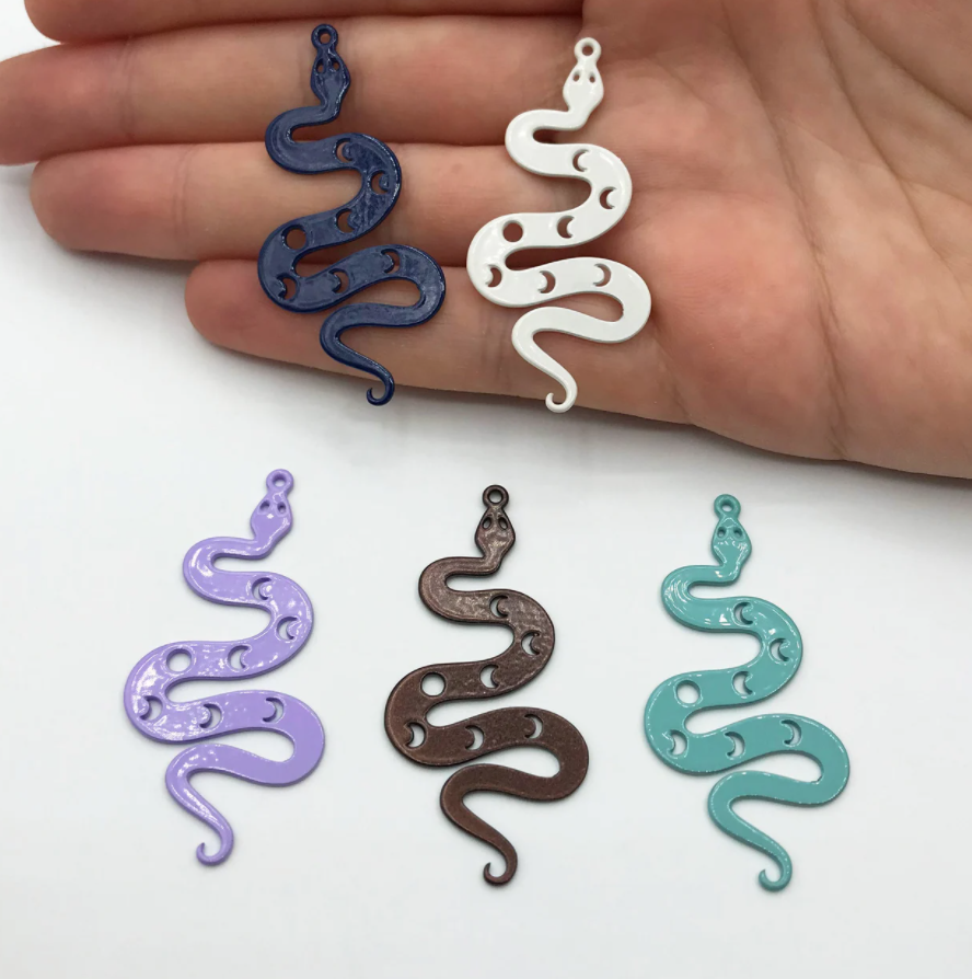 Celestial Enamel Snake Earrings