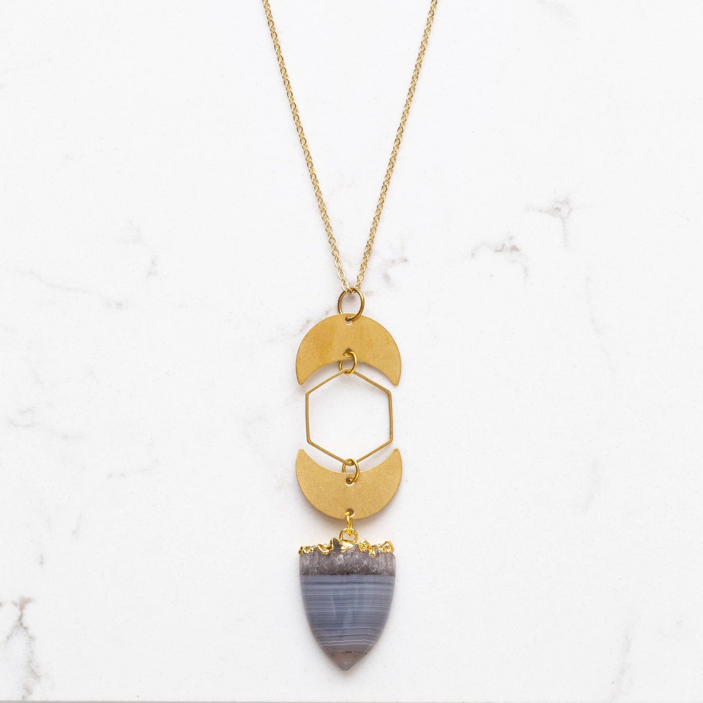 Amethyst Moon and Hex Necklace