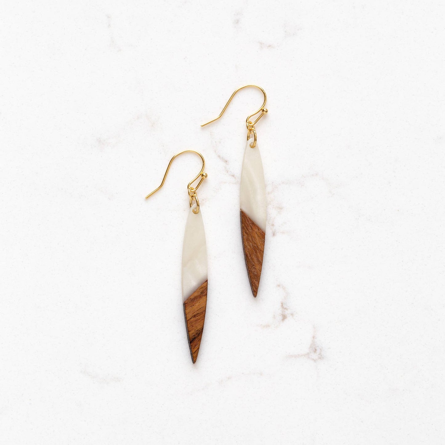 Mini Wood and Acetate Dangle Earrings