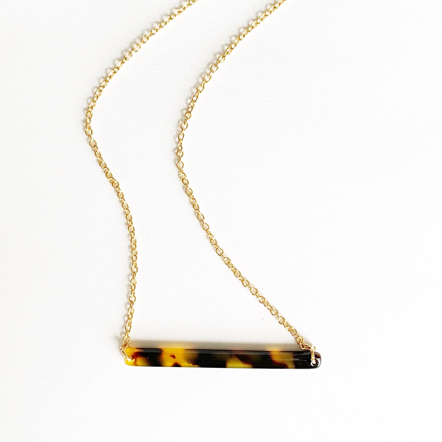 Tortoise Shell Acetate Bar Necklace