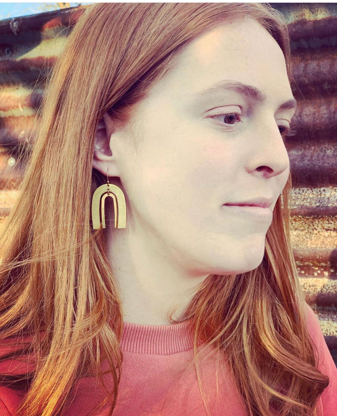 Double Brass Arch Earrings