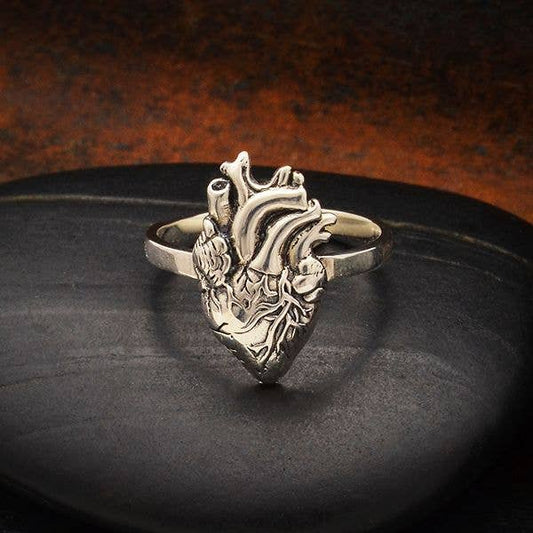 Sterling Silver Anatomical Heart Ring