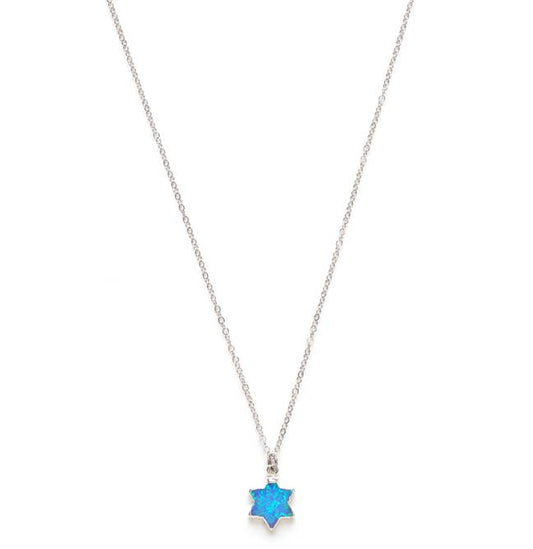 Opal and Sterling Star of David Necklace