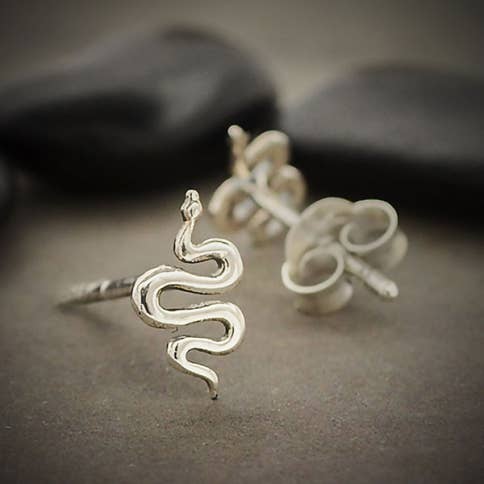 Sterling Silver Snake Stud Earrings